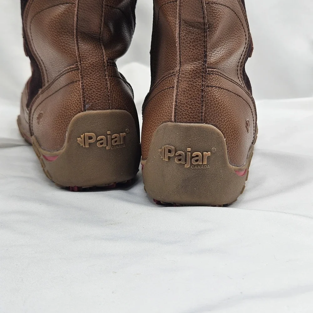 Pajar Canada Women Faux Shearling Brown Leather Snow Winter Boots 8-8.5US EUR 39